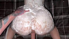 Ecstatic Foam Covers Her as Huge Cock Claims Soapy Ass