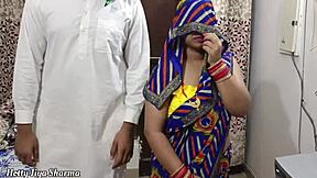 muslim stepdad bends over hindu stepdaughter while stepson watches their taboo threesome.