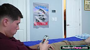 whoa my busty stepmom's lingerie hides a monster cock surprise for me