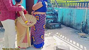 Hot Indian Step Mom and Daughter Ride Young Cock Outdoors