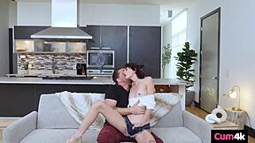 Cute hippie chick rides cock till cum drips from tight hole