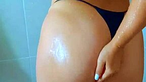 wanna watch this brazilian beauty's wet thong shower tease?