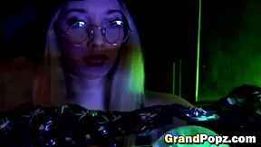 Blonde teen rides grandpa reverse
