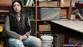 shoplifter teen caught bent over for rough punishment doggystyle fuck