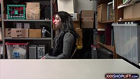 shoplifter teen caught bent over for rough punishment doggystyle fuck