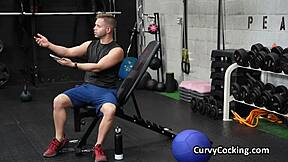 Asian gym girl's vibrator buzz turns into hardcore cock pounding yoga session