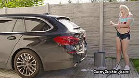 Busty Blonde Bikini Girlfriend Demands Dick After Soapy Car Wash Titty Fuck