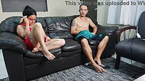 Risky bareback wife bath sex with friend watching movie moans echo