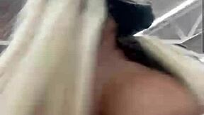 Teen Blonde Flashes Massive Tits in Public Outdoors