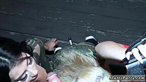 Cam teen takes anal pounding in wild threesome rimjob