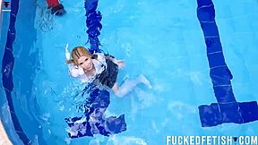 Skinny Ashlee Rose's Big Ass Tits Drip in Sexy Pool Wetlook