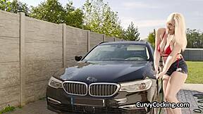 Busty Blonde Bikini Girlfriend Demands Dick After Soapy Car Wash Titty Fuck