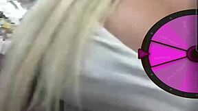 Teen Blonde Flashes Massive Tits in Public Outdoors