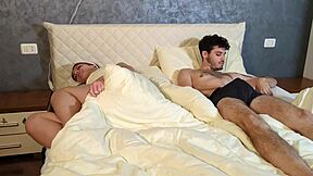 Dude, sharing this bed POV with hot redhead, she dared me I couldn't fuck her that hard—cum on face!