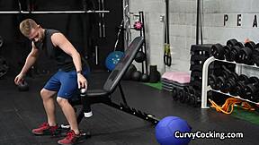 Asian gym girl's vibrator buzz turns into hardcore cock pounding yoga session