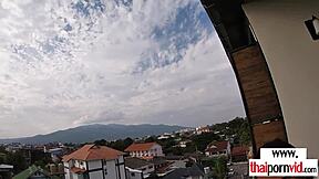 Petite inked Thai teen 18+ bounces small tits on monster cock testing hotel bed pov!