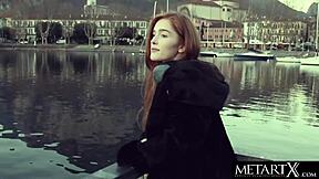 mmm sexy redhead shoves fingers deep in her hairy juicy pussy till she cums hard!!