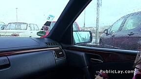 hey i banged this brunette babe in the car publicly!