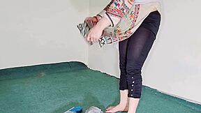 big ass indian maid shows curves through sheer black pajamas