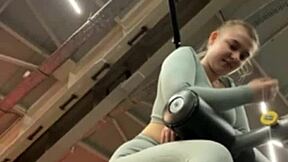 bbw with big ass and tits fucks hard in public gym