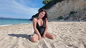 ever fucked a curvy horny stepmom on public beach with huge tits?