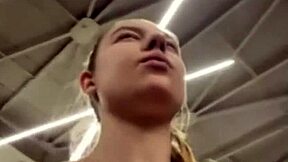 bbw with big ass and tits fucks hard in public gym