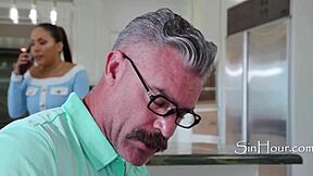 wifey's stepdaughter tricks dad with footjob tease turning into taboo toe-sucking fuck