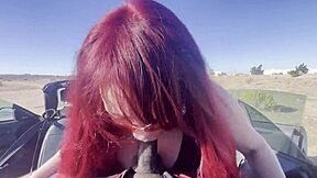 i can't believe my old redhead teacher slurps my bbc in the car sloppy