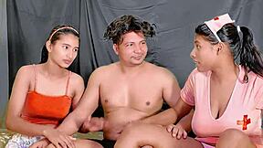 Desi Brunette FFM: Who's Riding Cock Next?