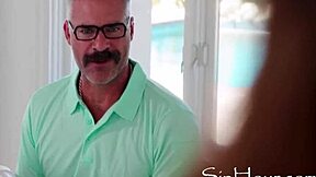 wifey's stepdaughter tricks dad with footjob tease turning into taboo toe-sucking fuck