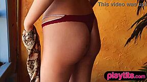 gorgeous petite blonde canadian strips nude outdoors flaunting ass