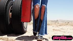 Petite Latina Milf Strips Outdoors Ripping Clothes Off Bubble Butt