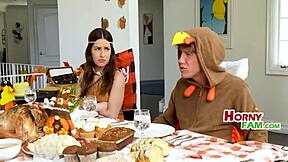 mommy milf sneaks quick fuck before family thanksgiving feast