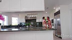 wifey's stepdaughter tricks dad with footjob tease turning into taboo toe-sucking fuck