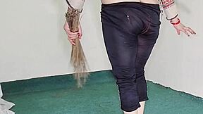 big ass indian maid shows curves through sheer black pajamas