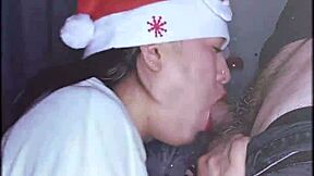 cum deepthroat blowjob on monster cock for horny christmas celebration