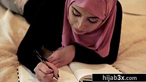 Busty Muslim teen subtly seduces stepmom's white boyfriend