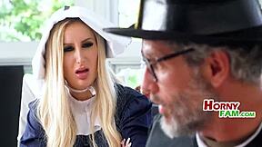 mommy milf sneaks quick fuck before family thanksgiving feast