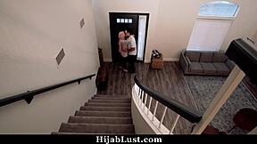 Hot hijab teen sneaks friend in for secret doggystyle booty call pounding.