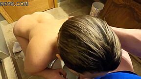 stepdaughter caught spying on stepdad blows him deep with creamy facial finish