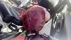 i can't believe my old redhead teacher slurps my bbc in the car sloppy