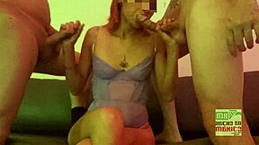 Mexican Milf Trio Cuckold Hubby Cums Six Times Riding Monster Cocks Lingerie