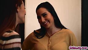 awesome squirt fest!! 😍 karlee grey tongues jillian janson's pussy fingers her deep and sucks those big tits 💦👅