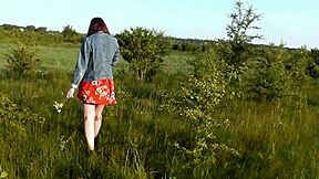 Beautiful cute brunette flashes hairy pussy and ass on wild beach without panties. Short dress rides up for outdoor doggystyle tease.