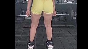 Does cute Colombian teen Nicole Medallo sweat in gym for doggystyle cum facials?