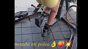 Does cute Colombian teen Nicole Medallo sweat in gym for doggystyle cum facials?