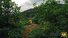 hunt4k. naked forest stranger with perfect boobs gets picked up for pov sex