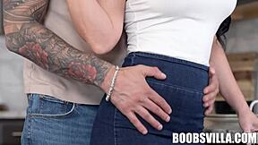 Jennifer White blows Quinton James wet petite ass POV