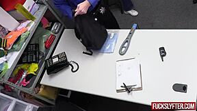 Innocent Petite Blonde Works Shy Officer's Cock Hard At Work