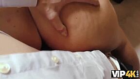 czech teen fucked doggystyle over desk in cash loan office